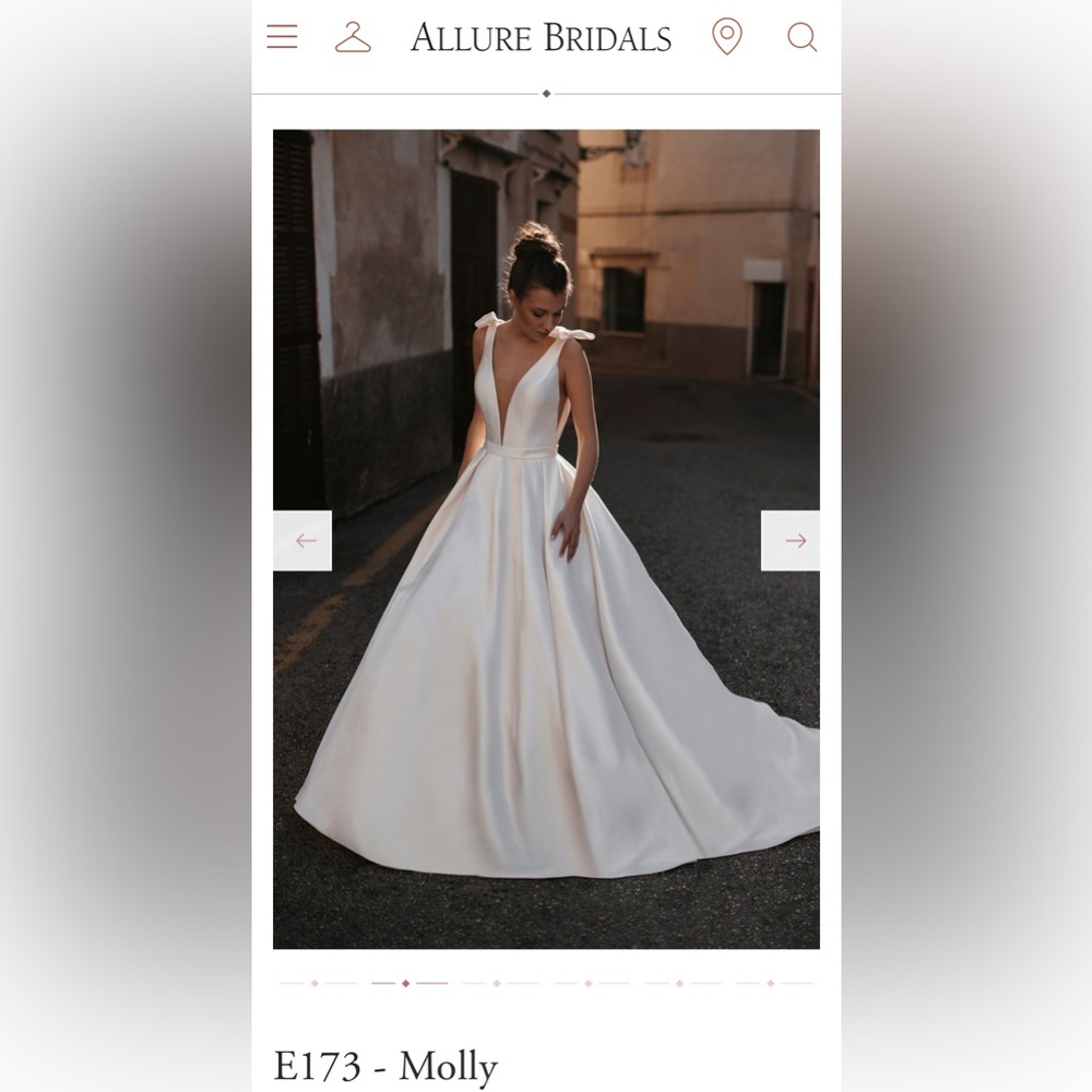 Designer is Abella. Style is Molly. Color is ivory